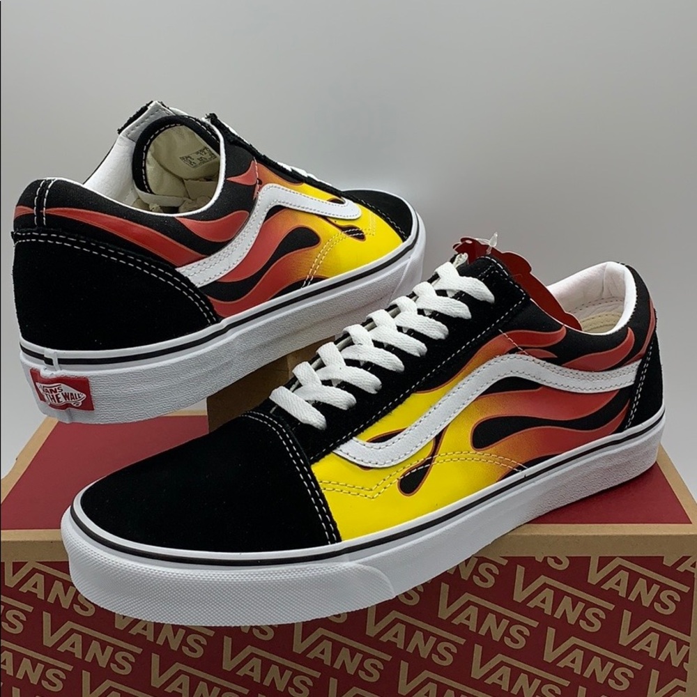 VANS men’s OLD SKOOL FLAME black/black true white - Picture 15 of 16